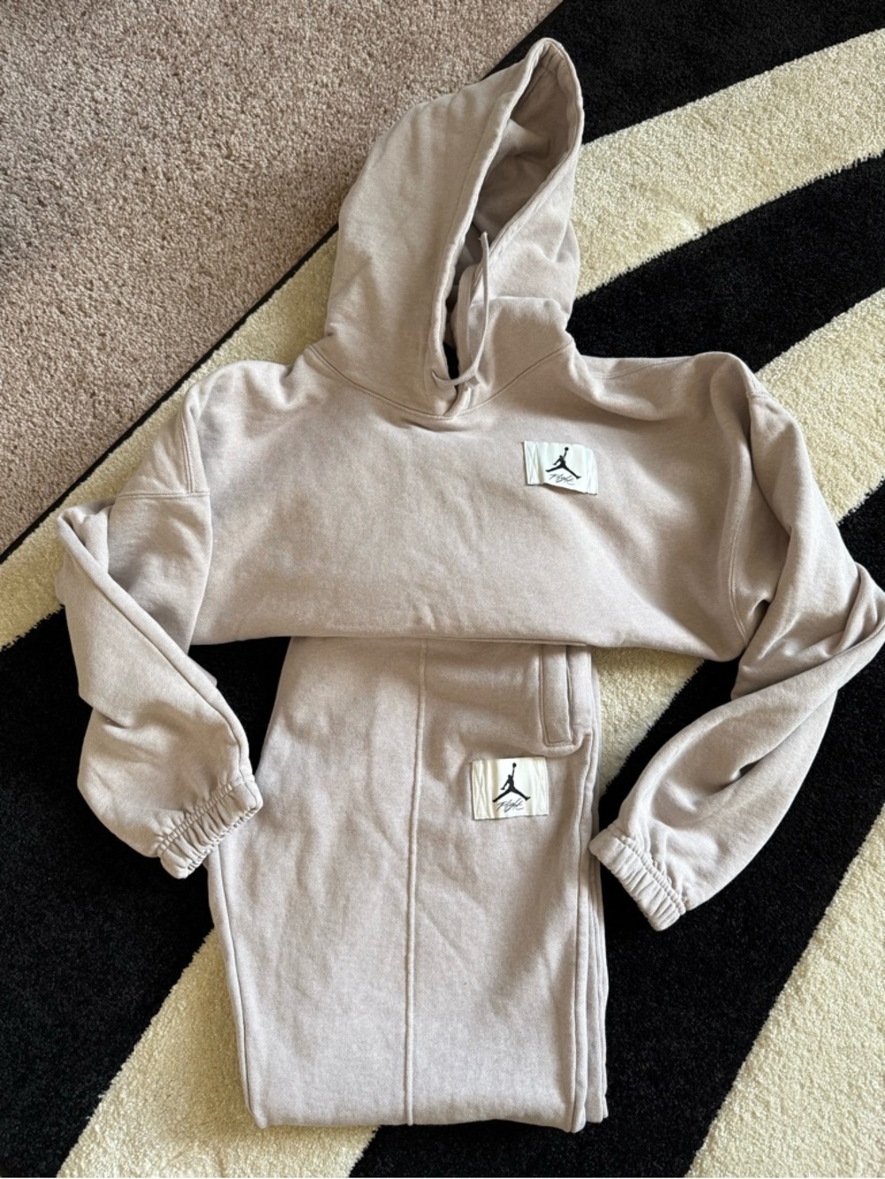 Women’s Jordan Neutral Beige Cropped Hoodie and Joggers Set
